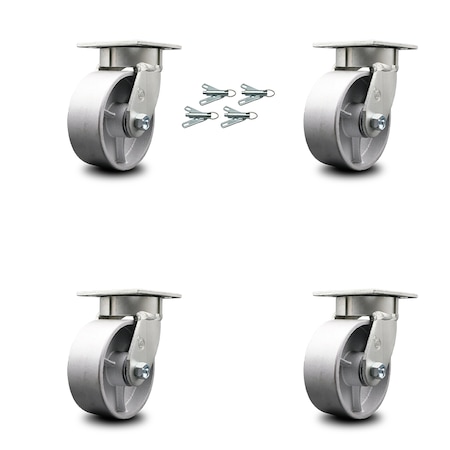 Service Caster 5 Inch Kingpinless Semi Steel Wheel Swivel Caster Set with Swivel Lock SCC SCC-KP30S520-SSR-BSL-4